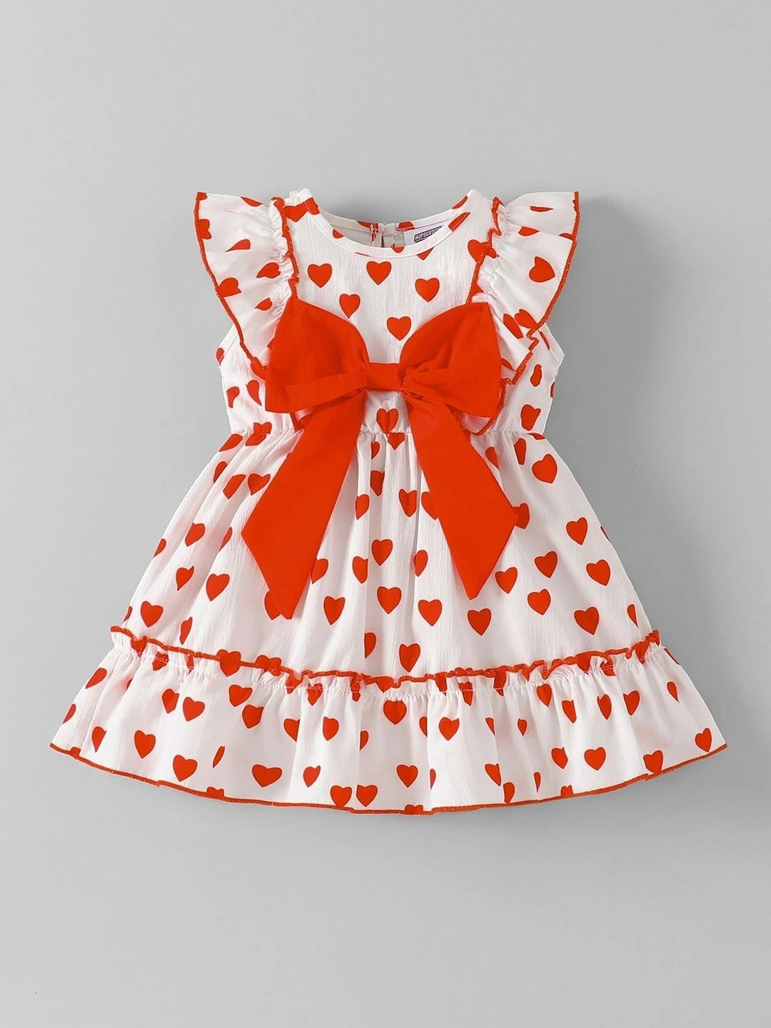 Hopscotch Bohemian Print Flutter Sleeve Ruffled Georgette A-Line Dress