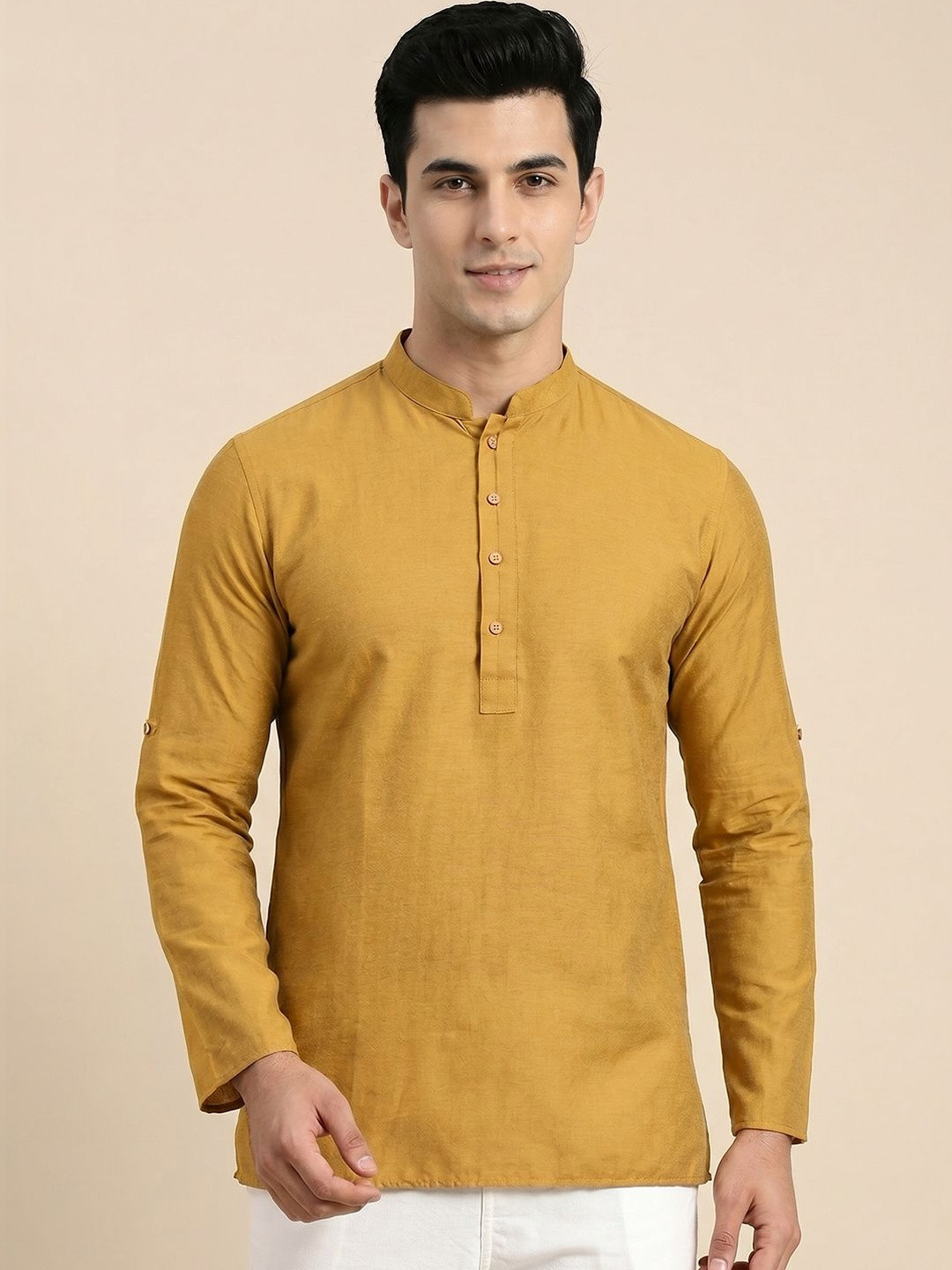 HERE&NOW Men Solid Pattern Short Kurta