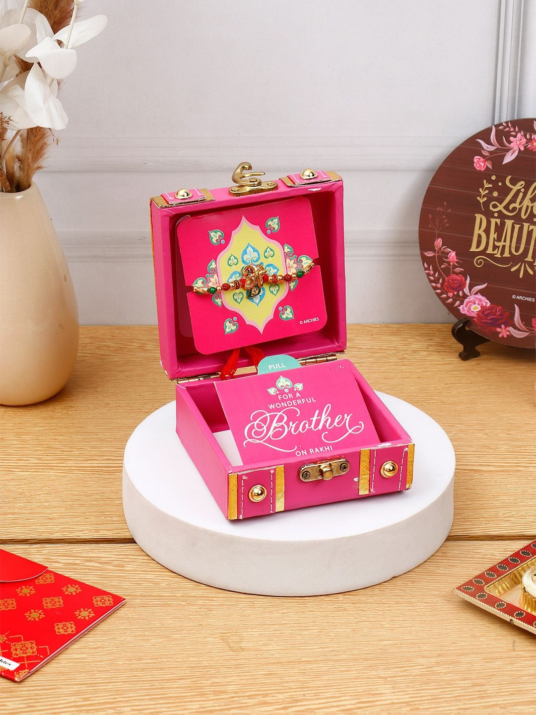 Archies Heritage Magenta Rakhi Treasure Box