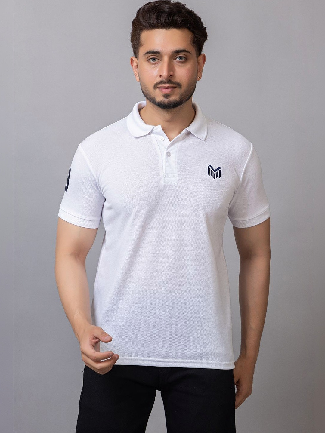 MAFURD Men Brand Logo Polo Collar T-shirt
