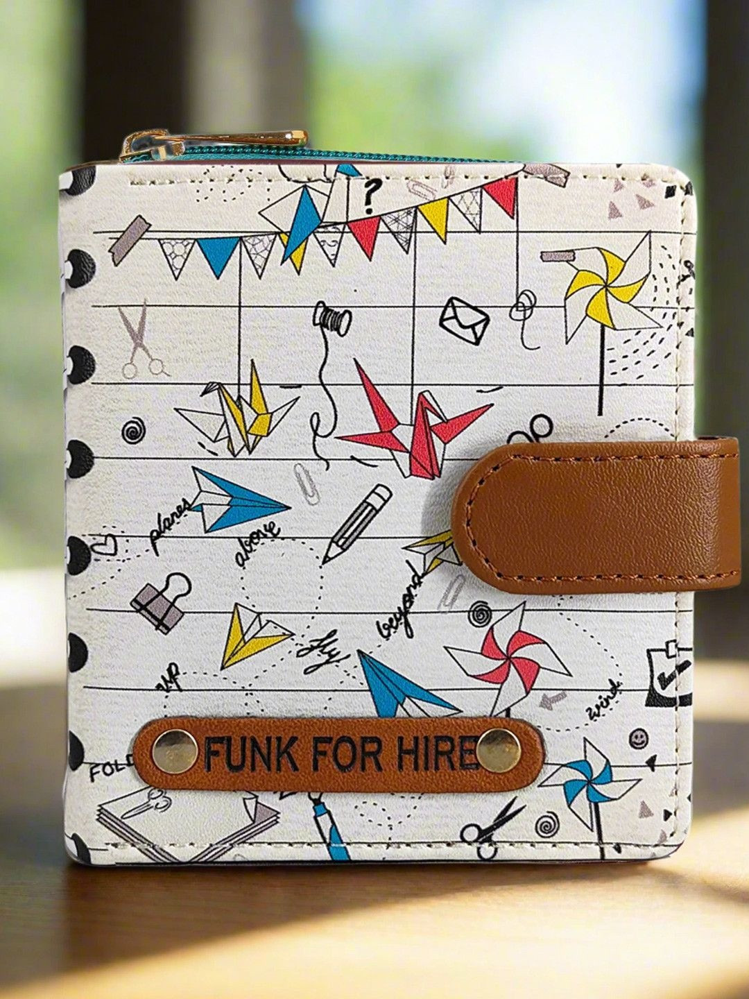 Funk For Hire Women Printed PU Water Resistant Two Fold Wallet with SD Card Holder
