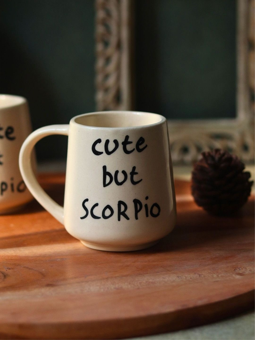 WEAVING HOMES White Handcrafted and Hand Painted Printed Ceramic Glossy Mugs Set of Cups and Mugs