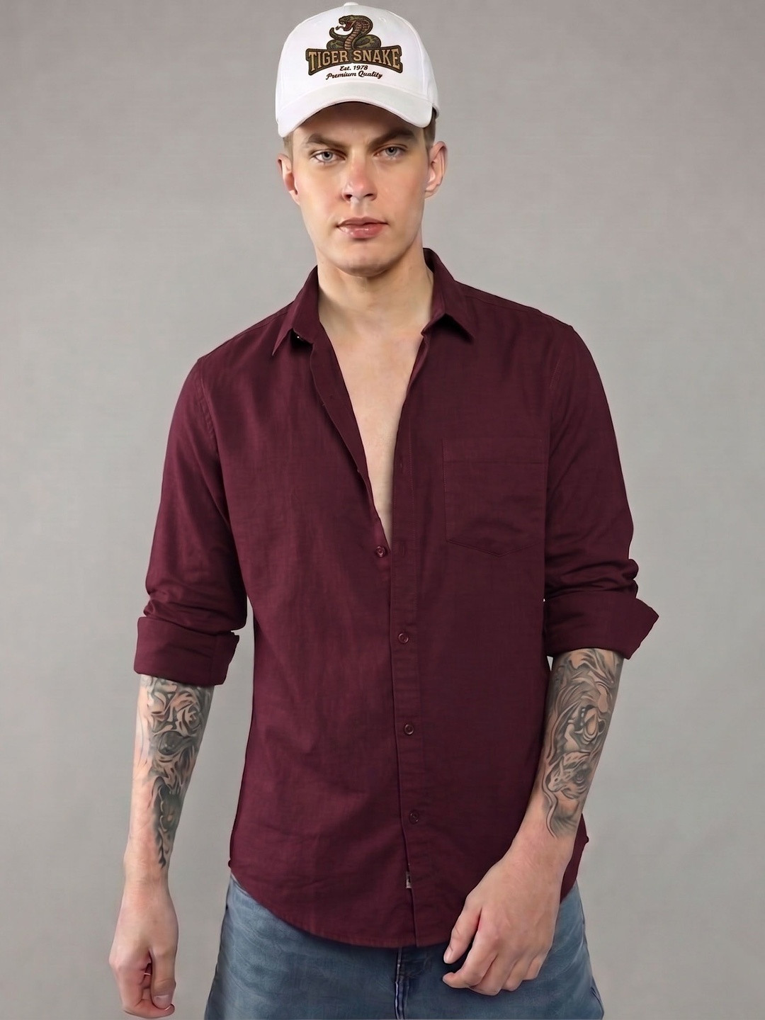 TIGER SNAKE Men Casual Shirt