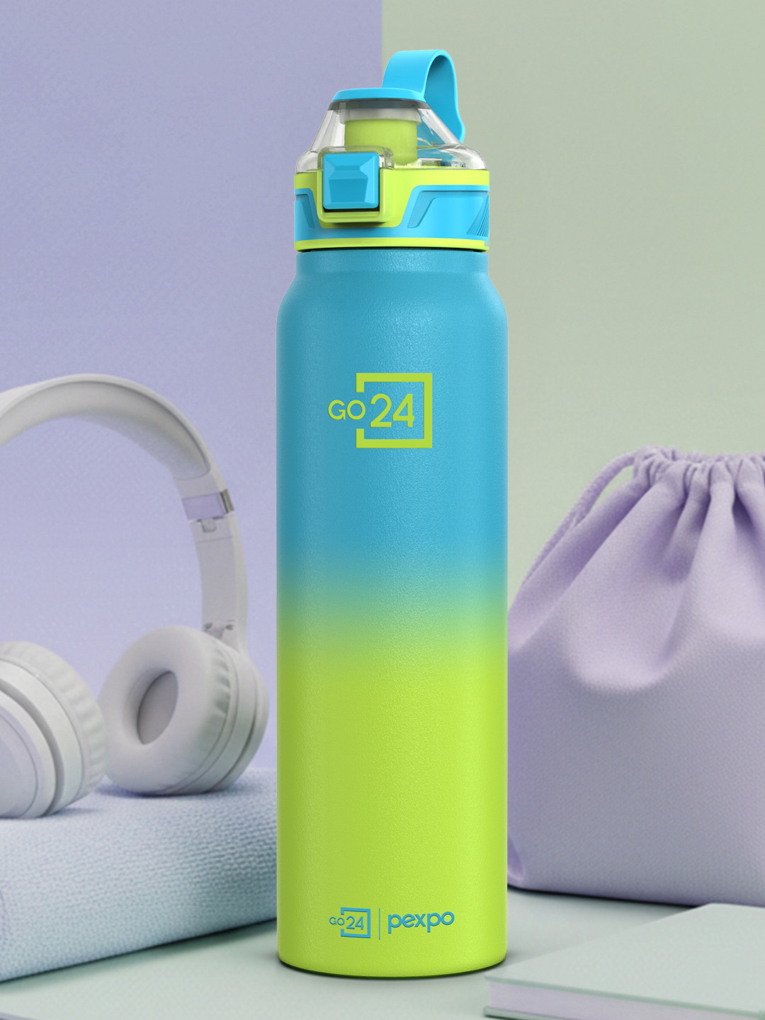 Go24 Amaze Blue Colourblocked Stainless Steel Double Wall Vacuum Flask - 940ml