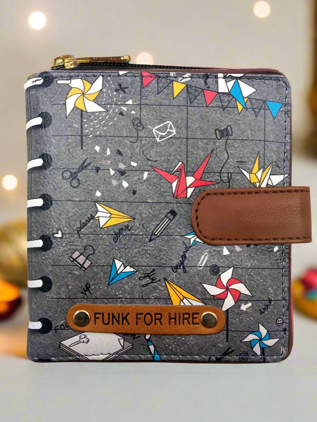 Funk For Hire Women Printed PU Two Fold Wallet With SD Card Holder