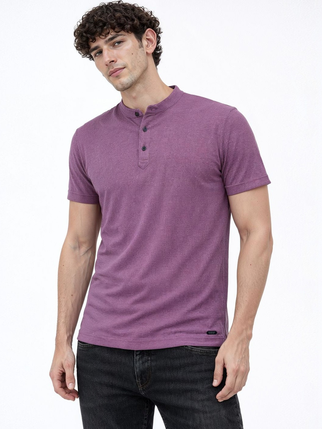 Status Quo Henley Neck Short Sleeves Casual T-shirt