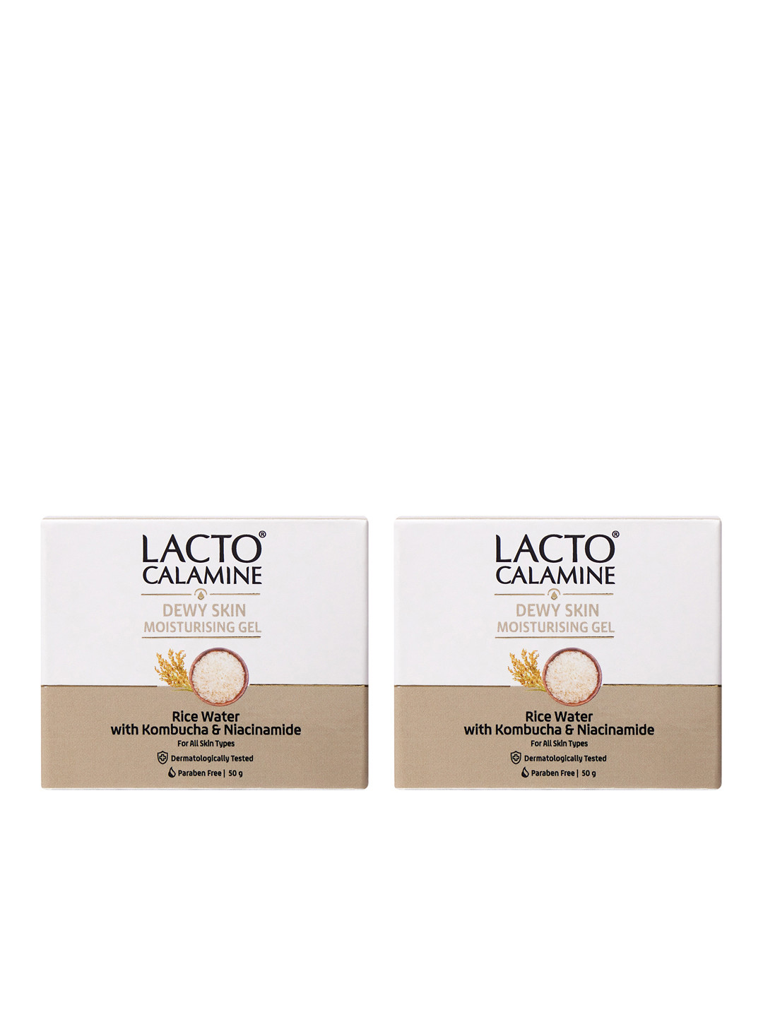 Lacto Calamine Set of 2 Dewy Rice Moisturizer with Niacinamide for Glass Skin - 50g each