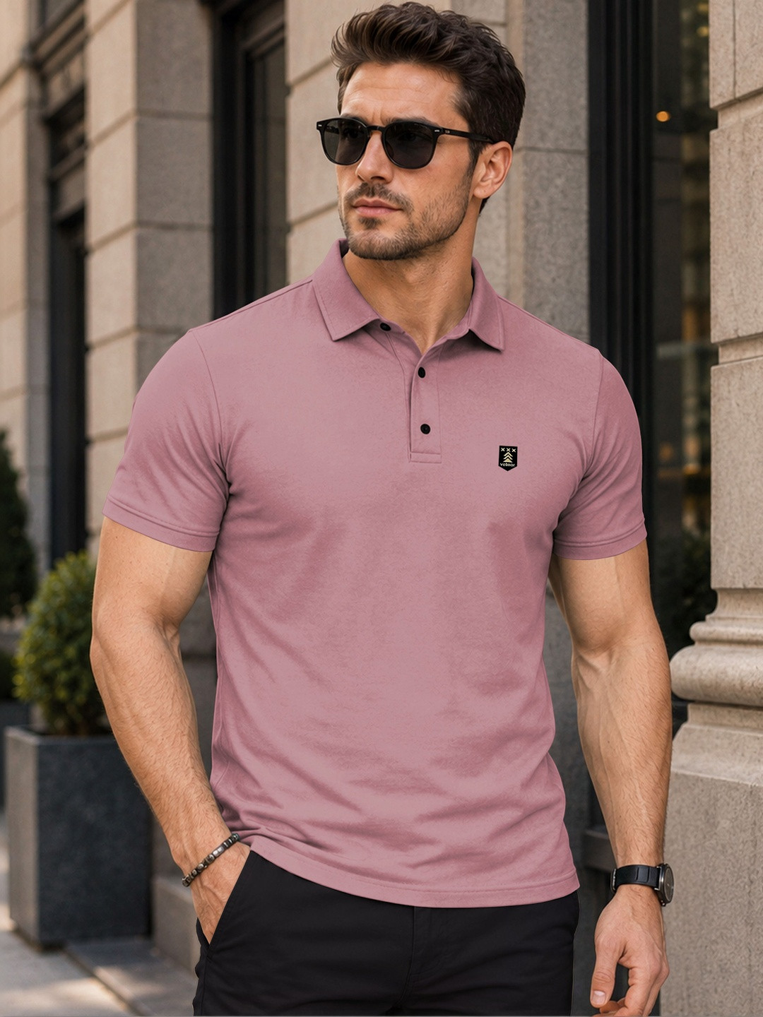 VeBNoR Men Regular Fit Half Sleeve Polo Collar T-shirt
