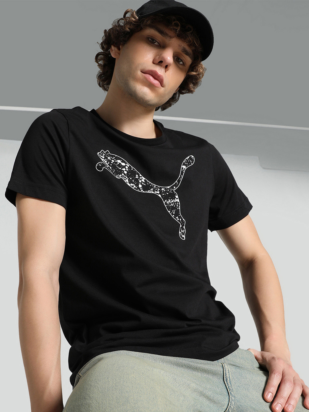 Puma Slim Fit Cat Printed Cotton Tshirts