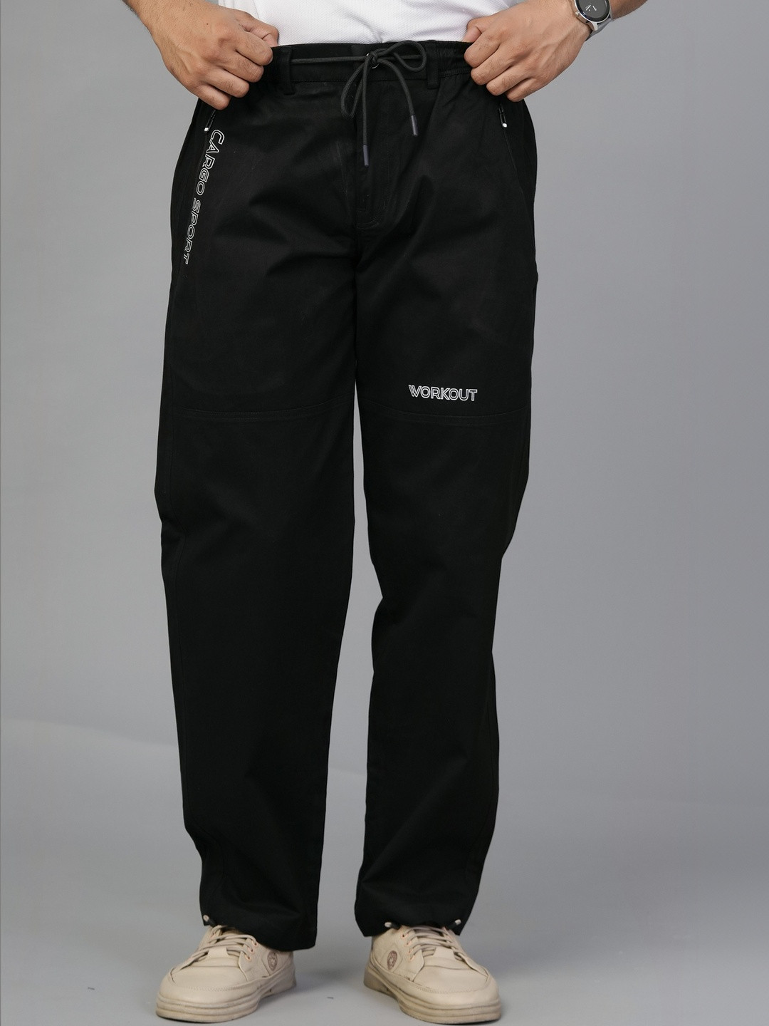 Cargo Sports Men Regular Fit Brand Logo Cotton Training Cargos