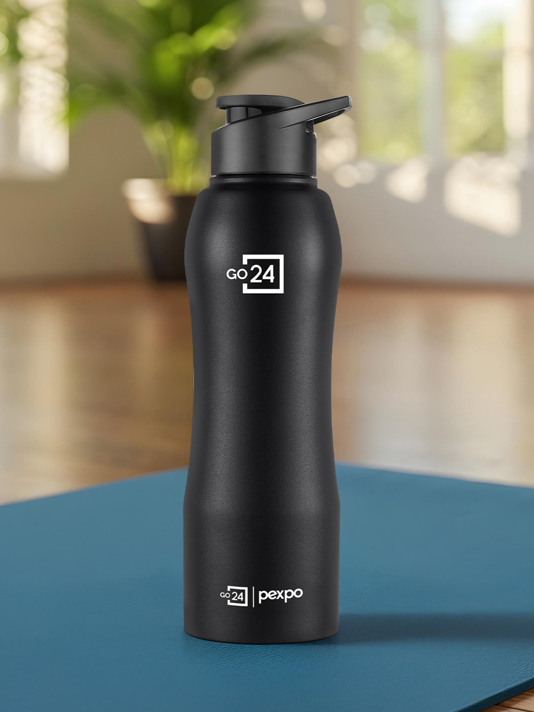 Go24 Bistro - Xtreme Black Stainless Steel Spill Proof Water Bottle - 1L