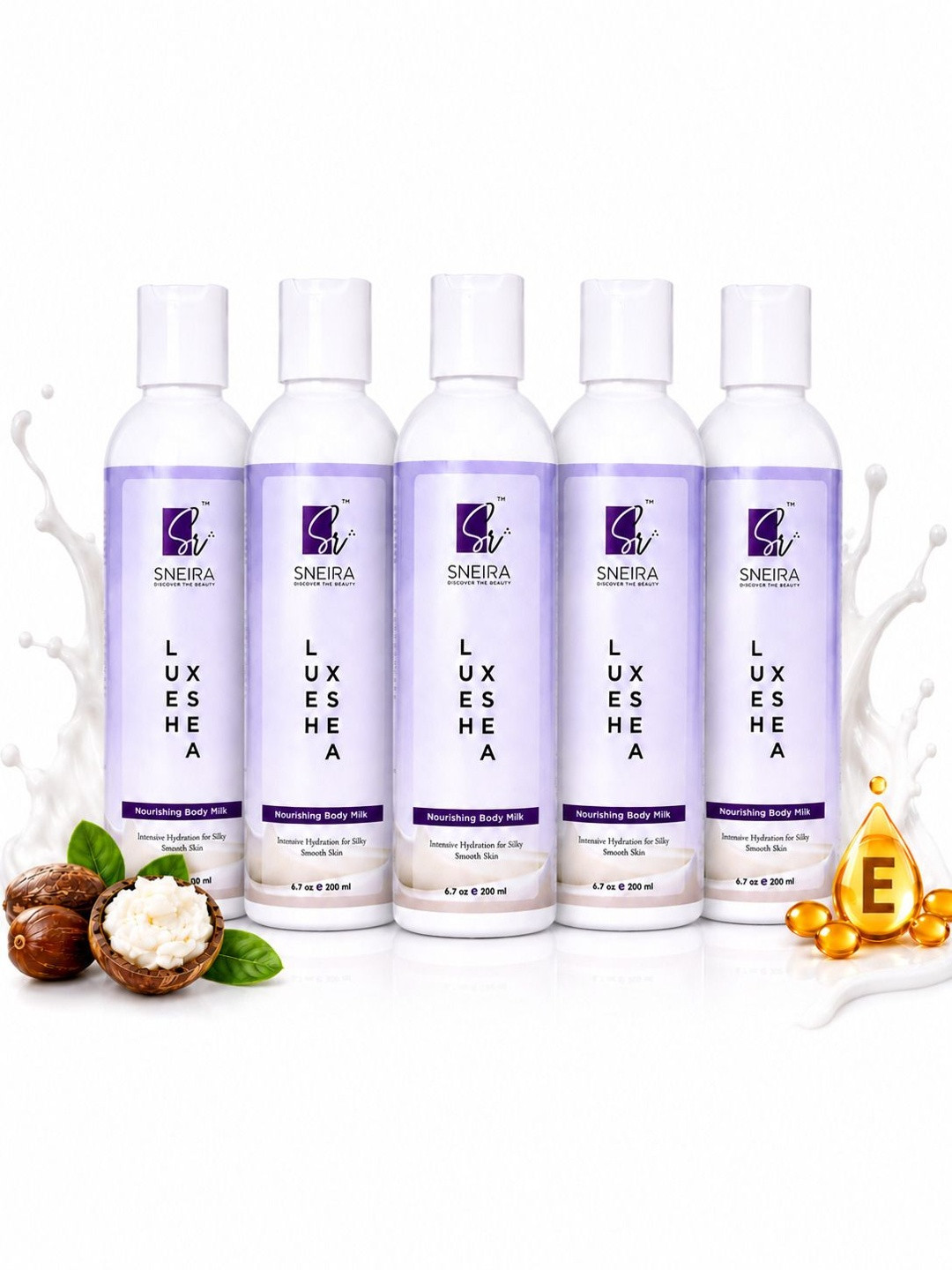 SNEIRA Set Of 5 Nourishing LuxeShea Body Milk - 200 ml Each