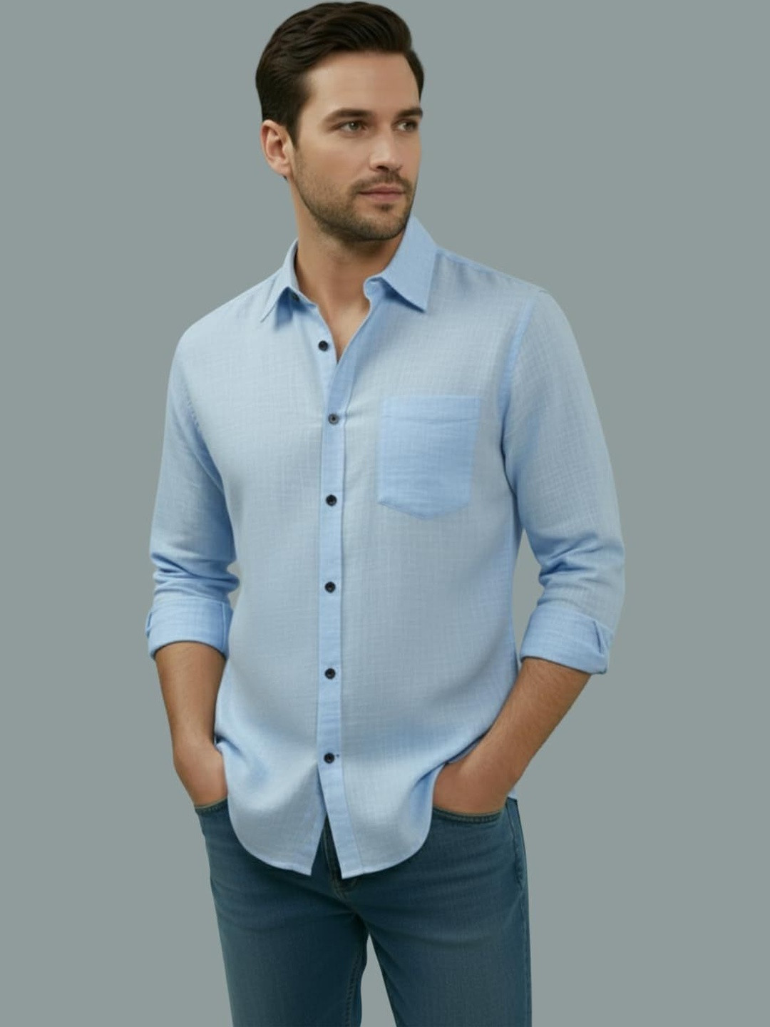 LENIA Men Smart Slim Fit Casual Shirt