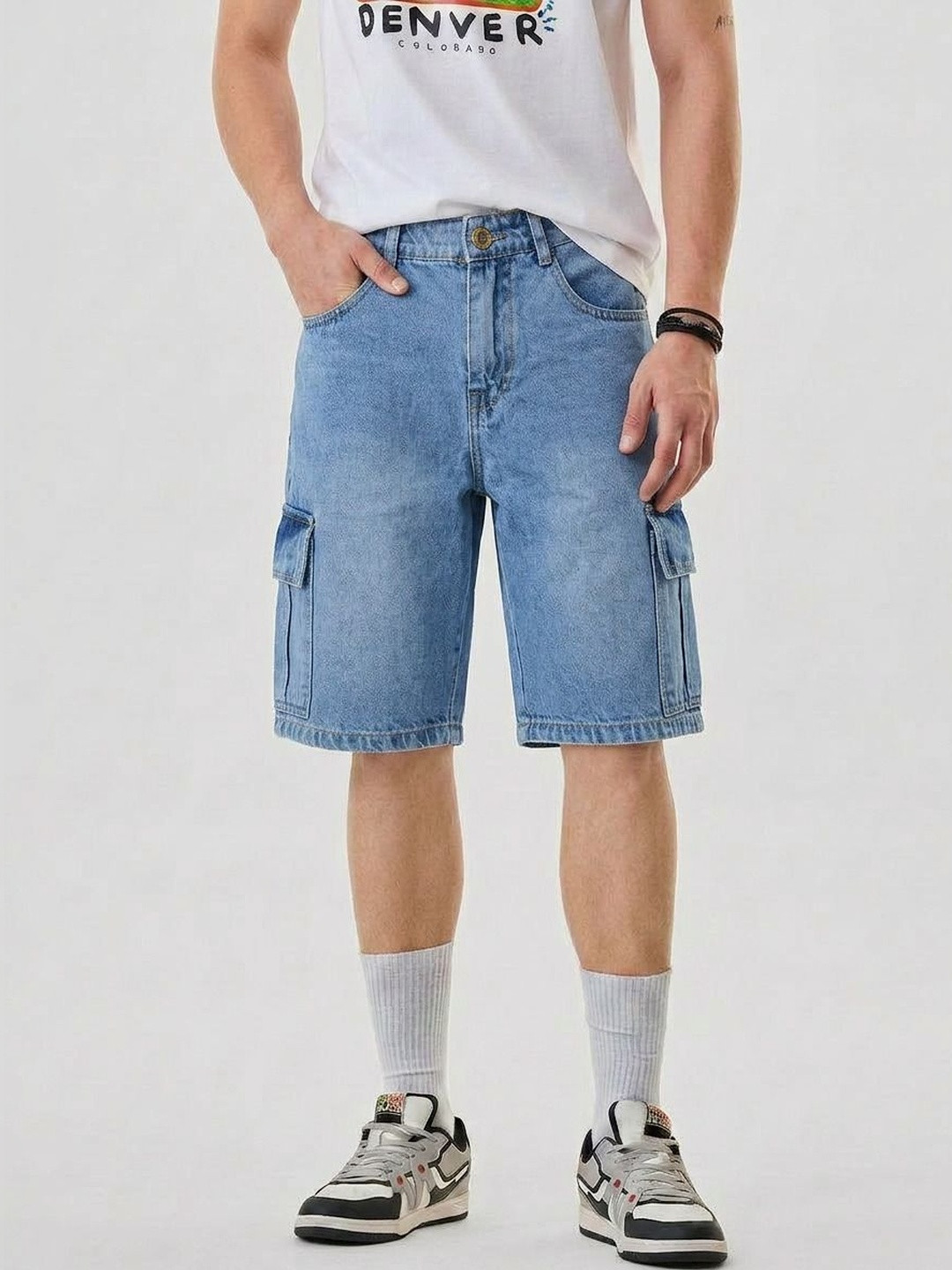 dolsia Men Denim Cargo Shorts