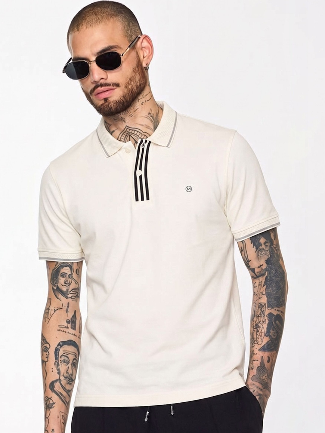 TMO Men Brand Logo Polo Collar T-shirt