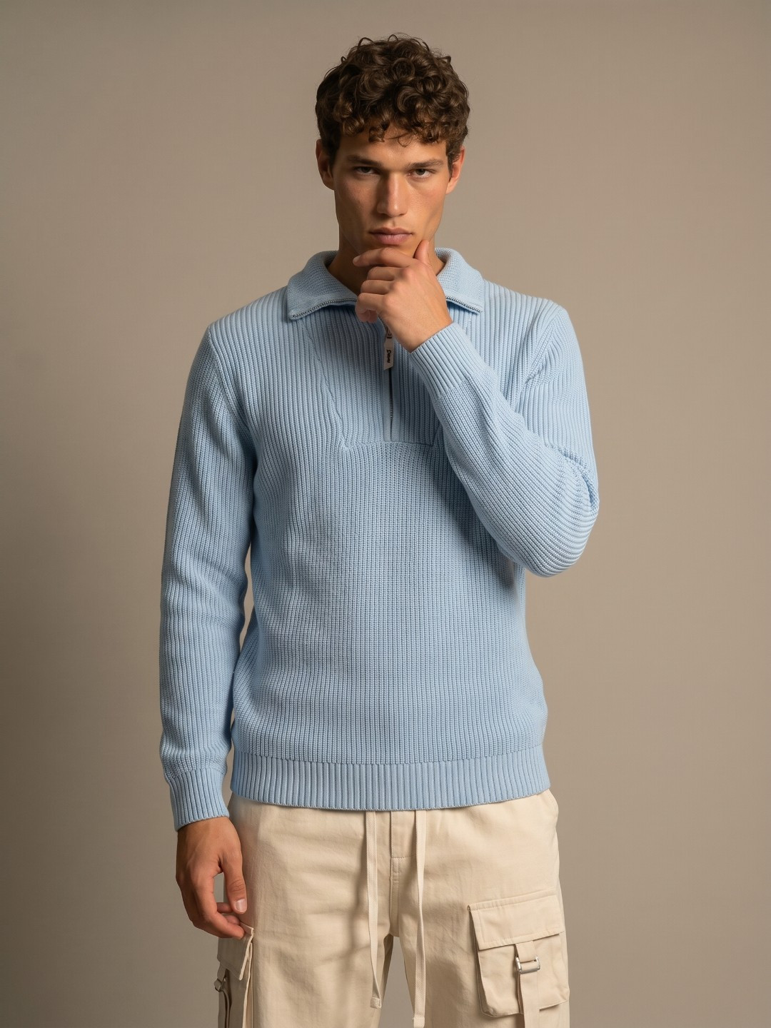 glitchez Shirt Collar Knitted Pullover