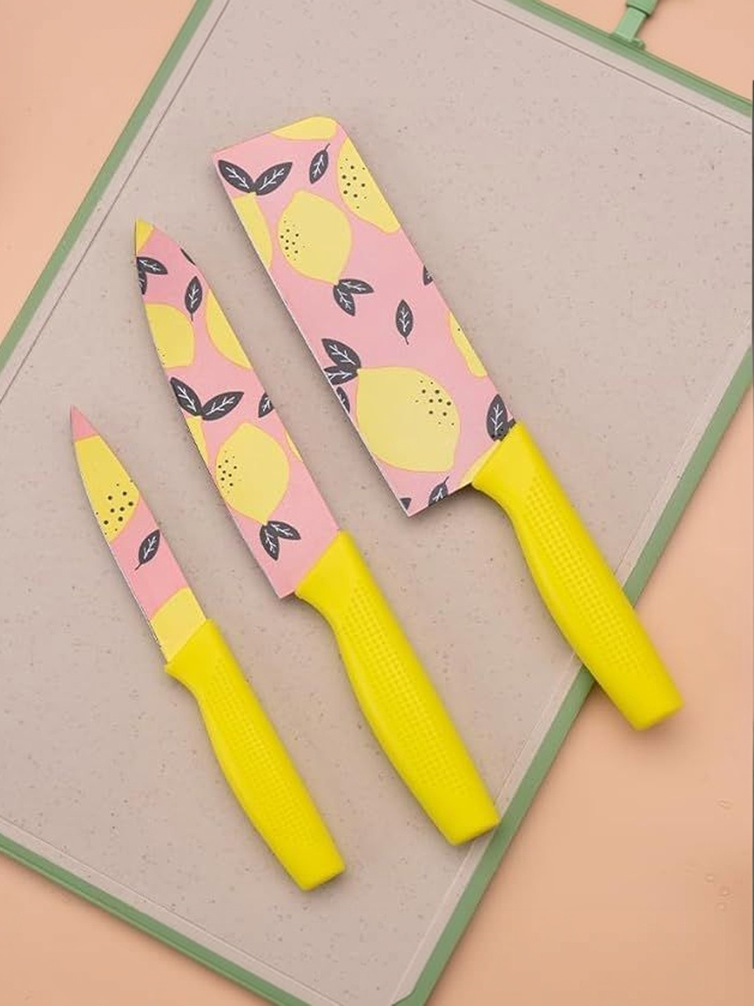 Virtuous Yellow Stainless Steel 3pc Cutlery Knife