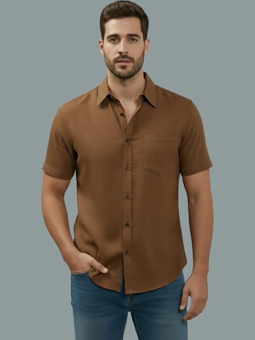 LENIA Men Smart Slim Fit Casual Shirt