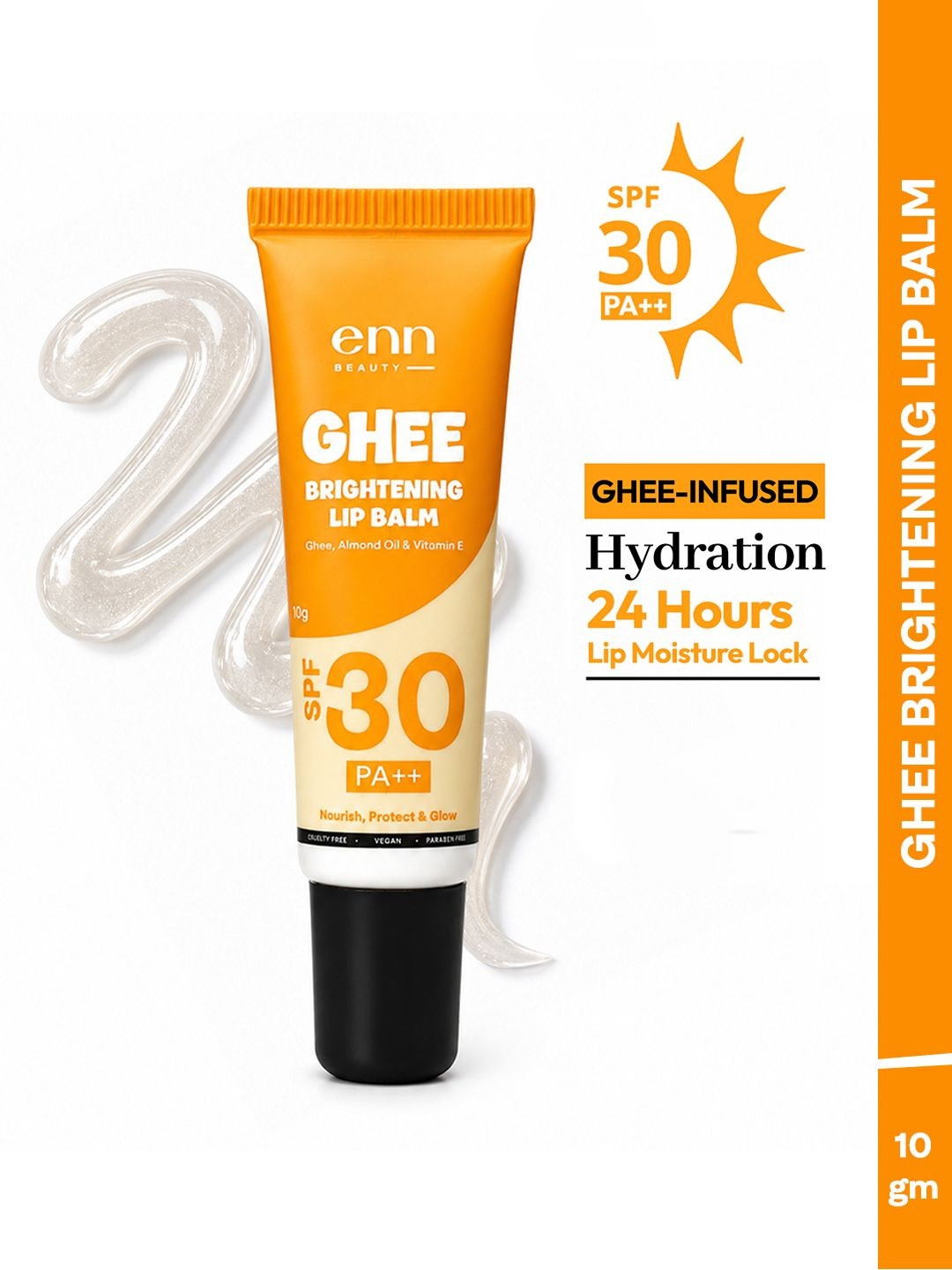 ENN Ghee-Infused Lip Balm with Vitamin-E & Honey for Dark, Dry & Chapped Lips - 8g