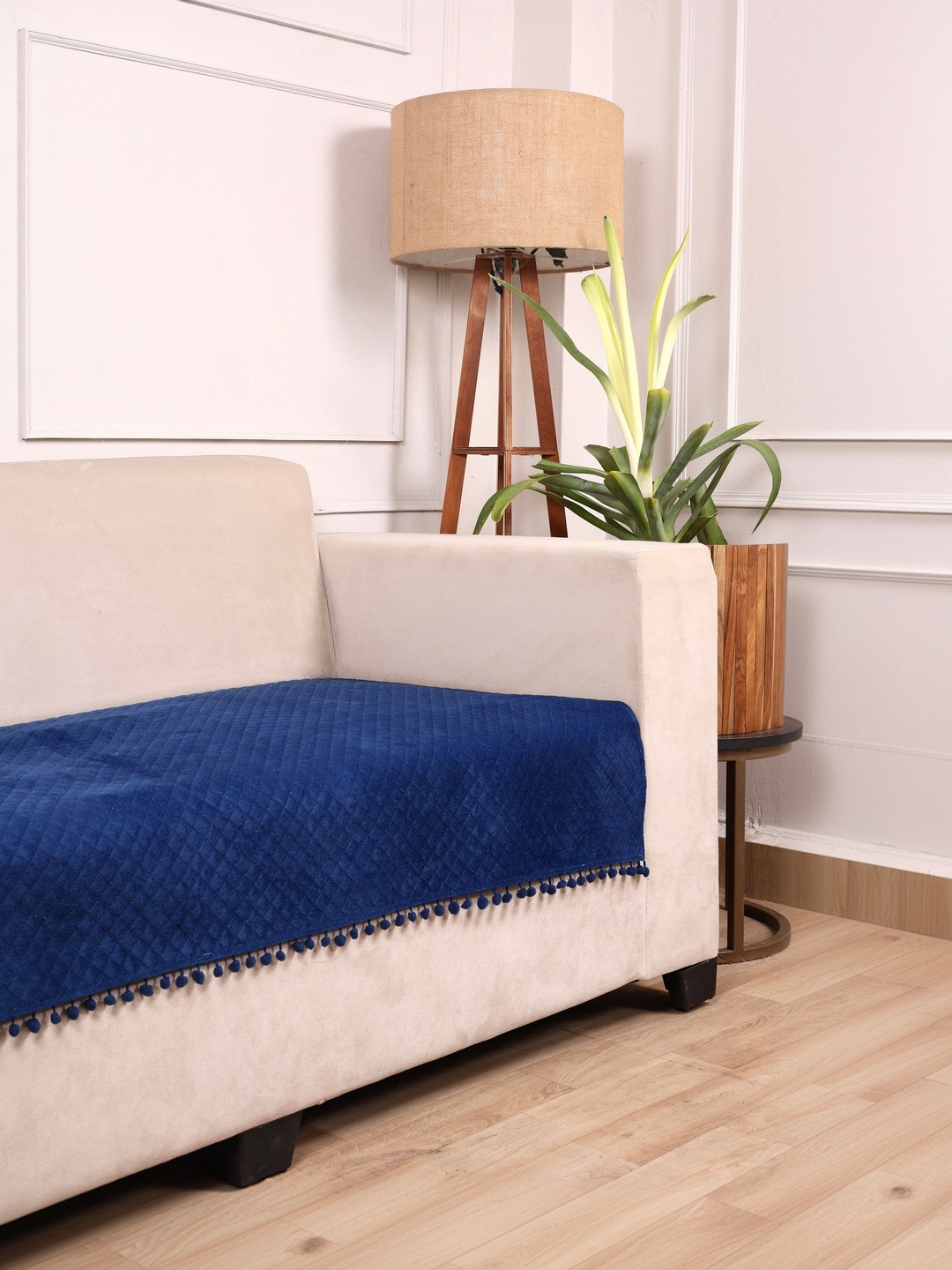STITCHNEST 1 Seater Blue Velvet Seat Cover