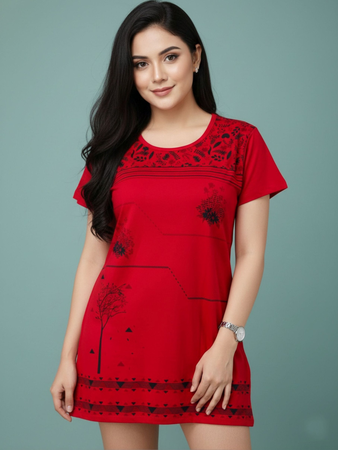 Sztori Print Cotton Blend Top