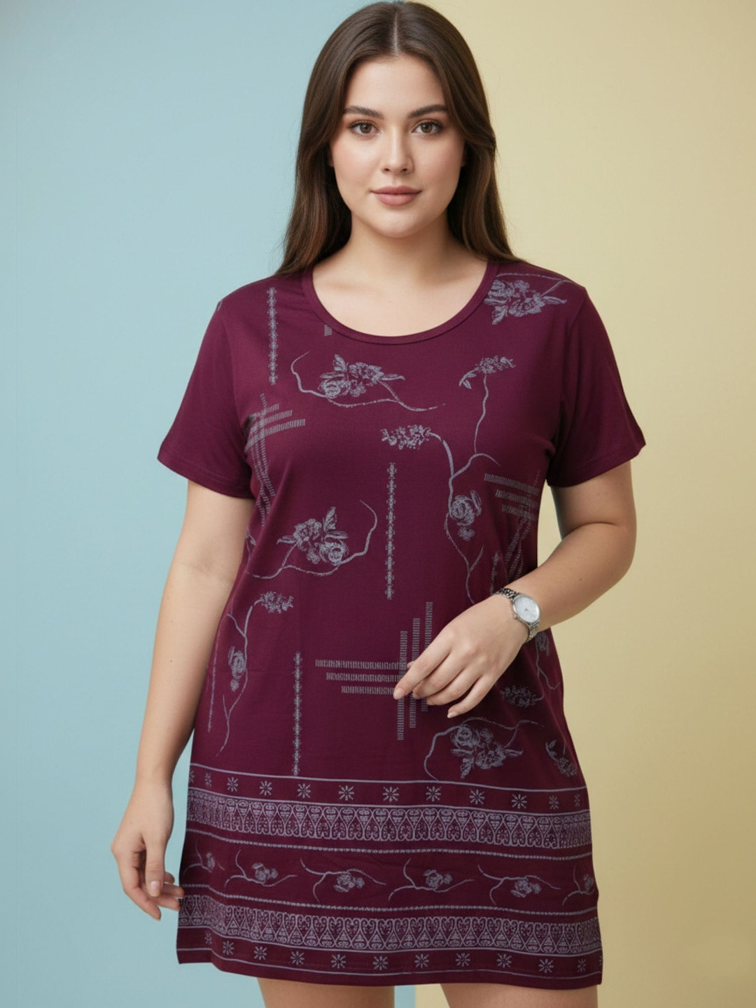 Sztori Floral Print Cotton Blend Top