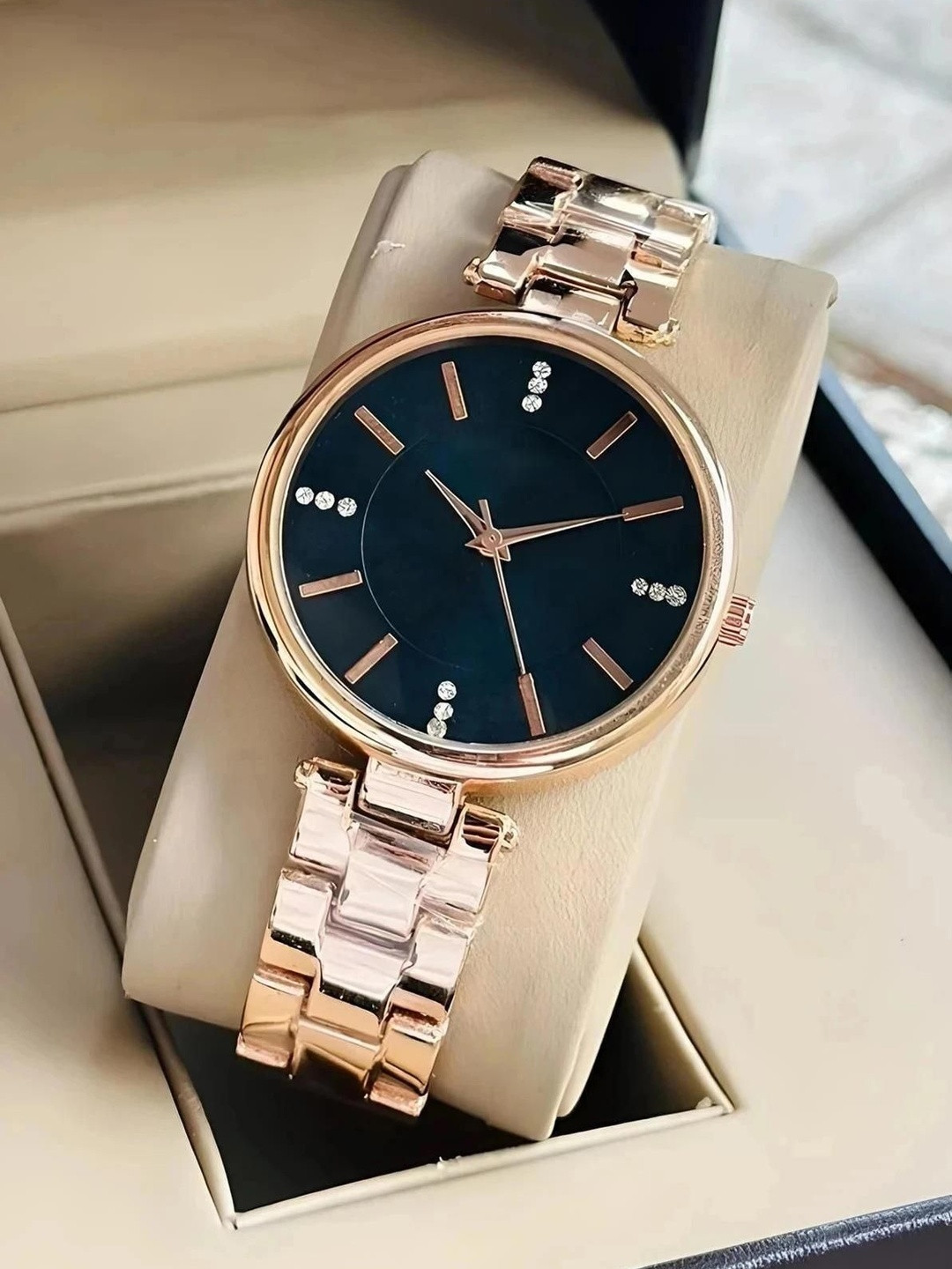 Moda Rapido Women Brass Embellished Dial & Bracelet Style Straps Analogue Multi Function Watch M R DB Rose
