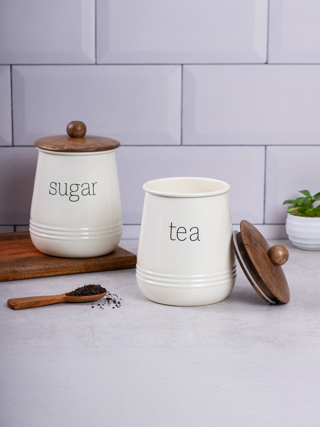 Metallure Home Cream-Coloured 2026 Metal Air Tight Canister Container