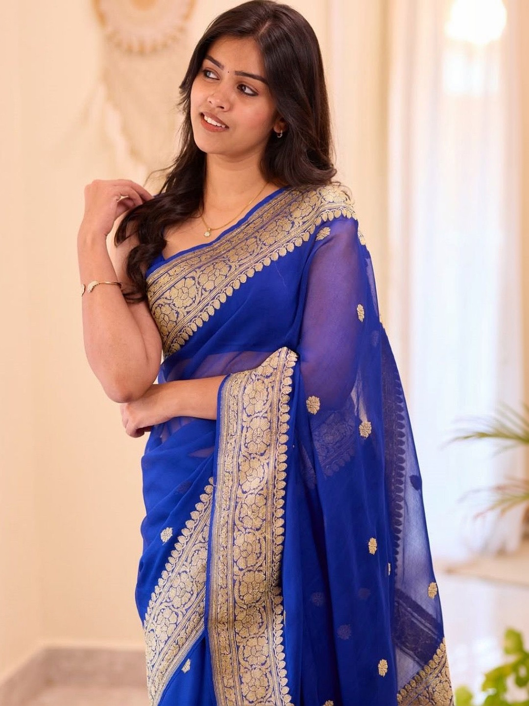 HERE&NOW Zari Silk Blend Banarasi Saree