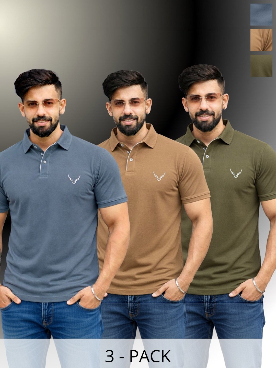 HANABY Men Brand Logo Polo Collar T-shirt Pack