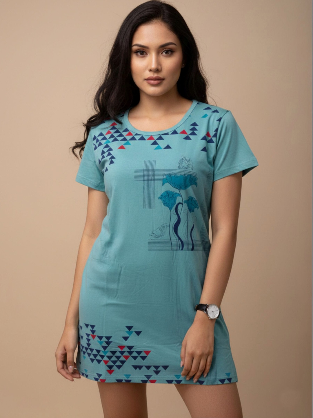 Sztori Floral Print Cotton Blend Top