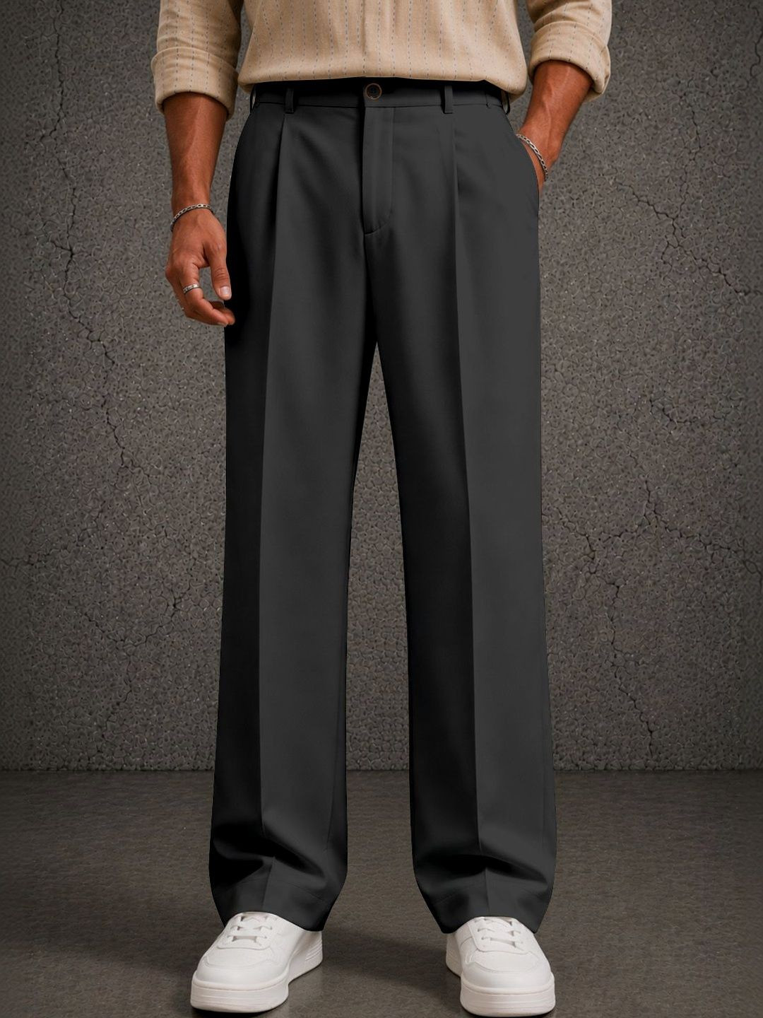 FTX Men Relaxed Loose Fit Easy Wash Pleated Trousers