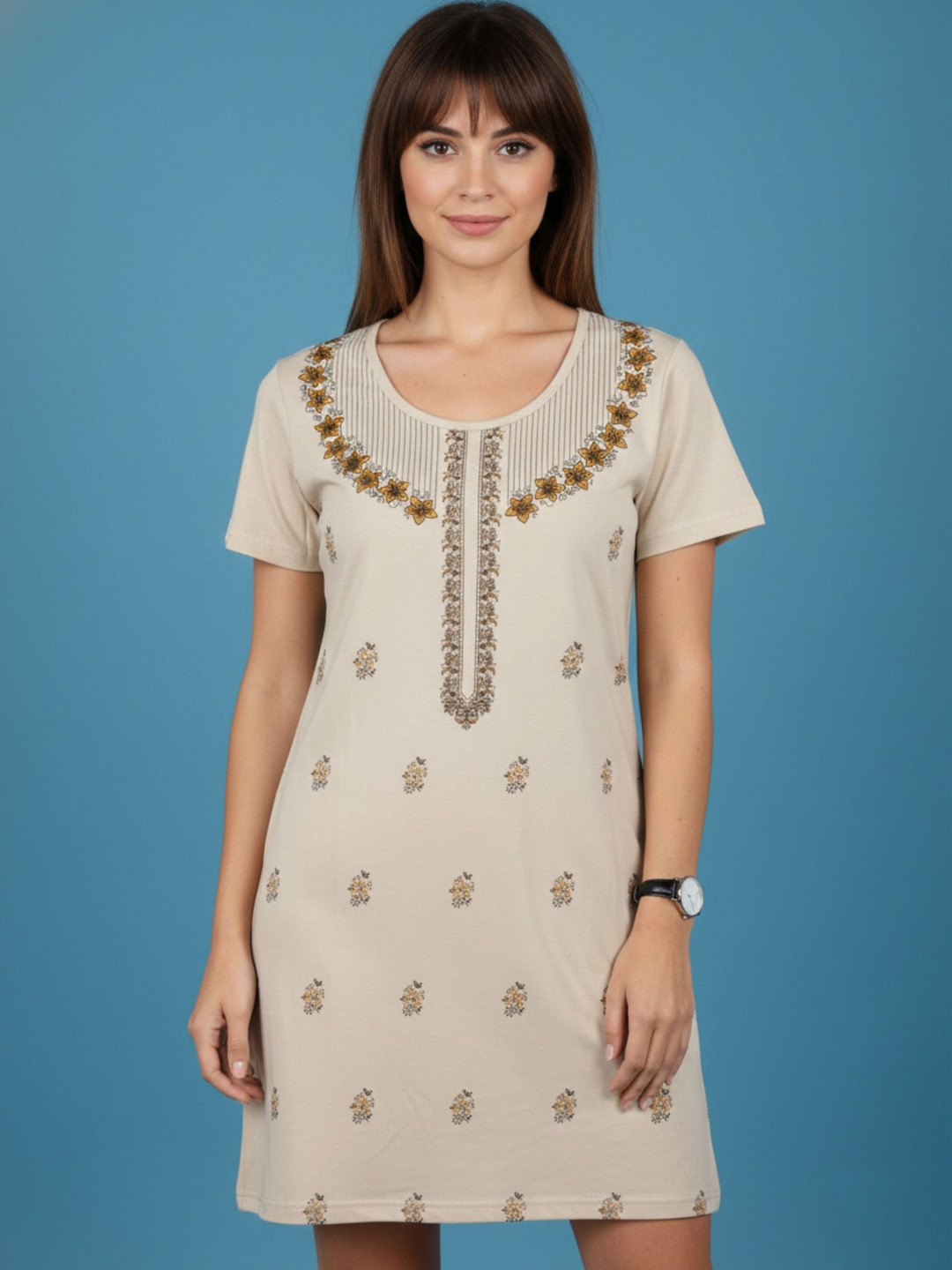 Sztori Embroidered Ethnic Cotton Blend Top