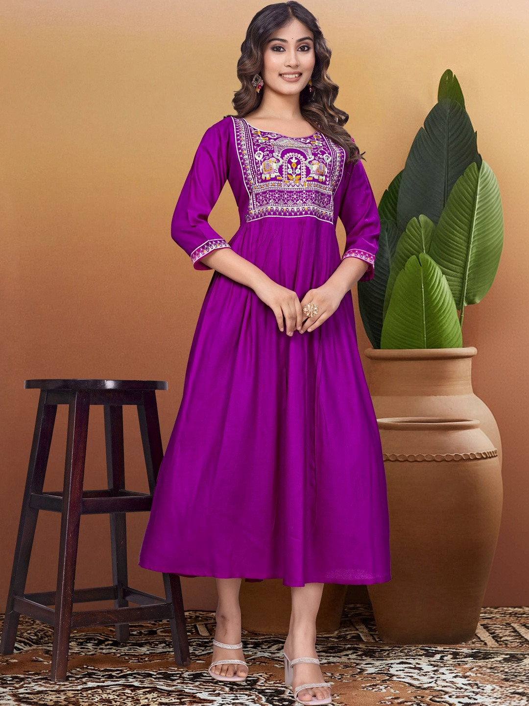Kalavritta Ethnic Motifs Print A-Line Maxi Dress