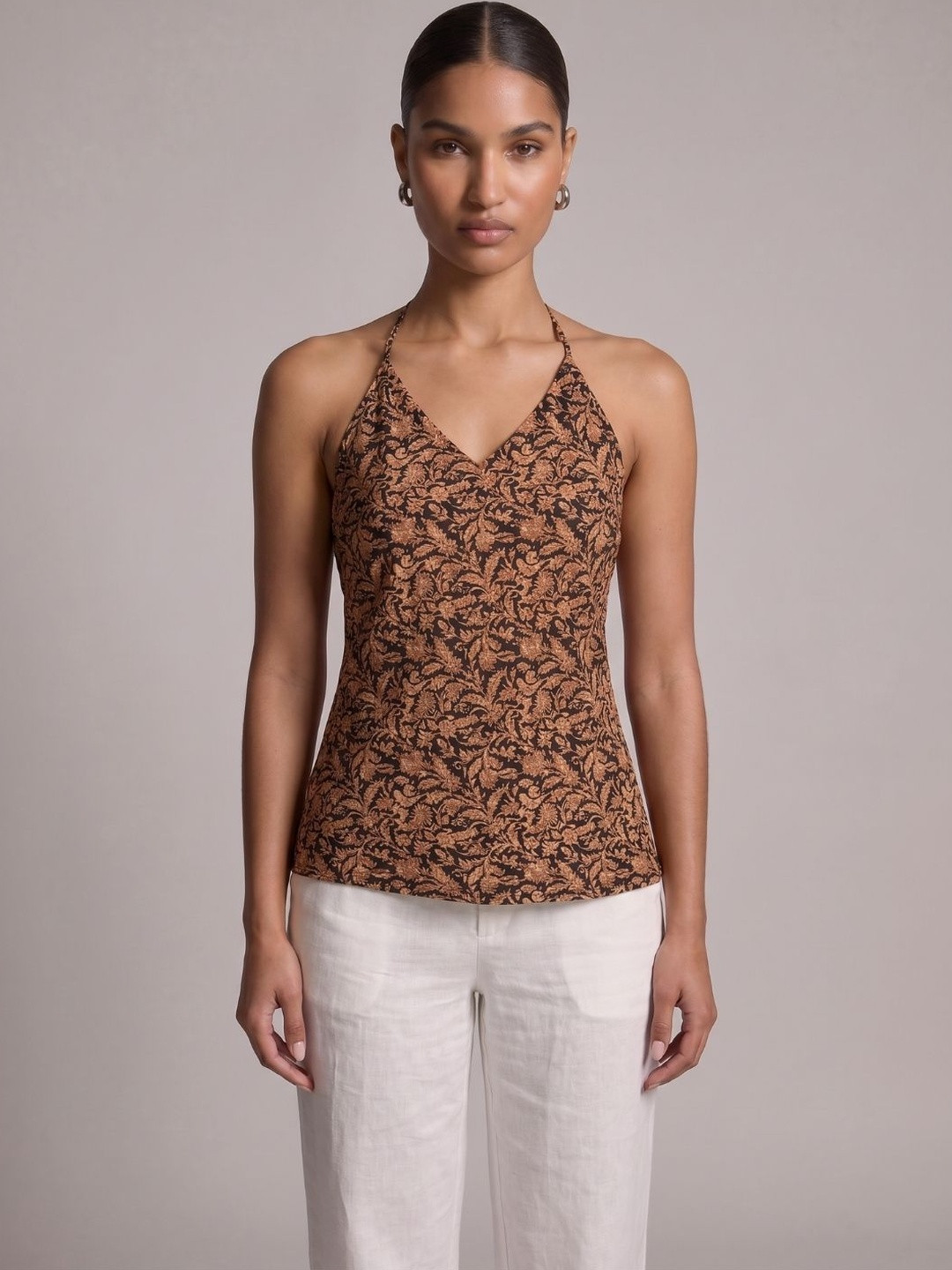 NISHORAMA Nazm Halterneck Printed Top