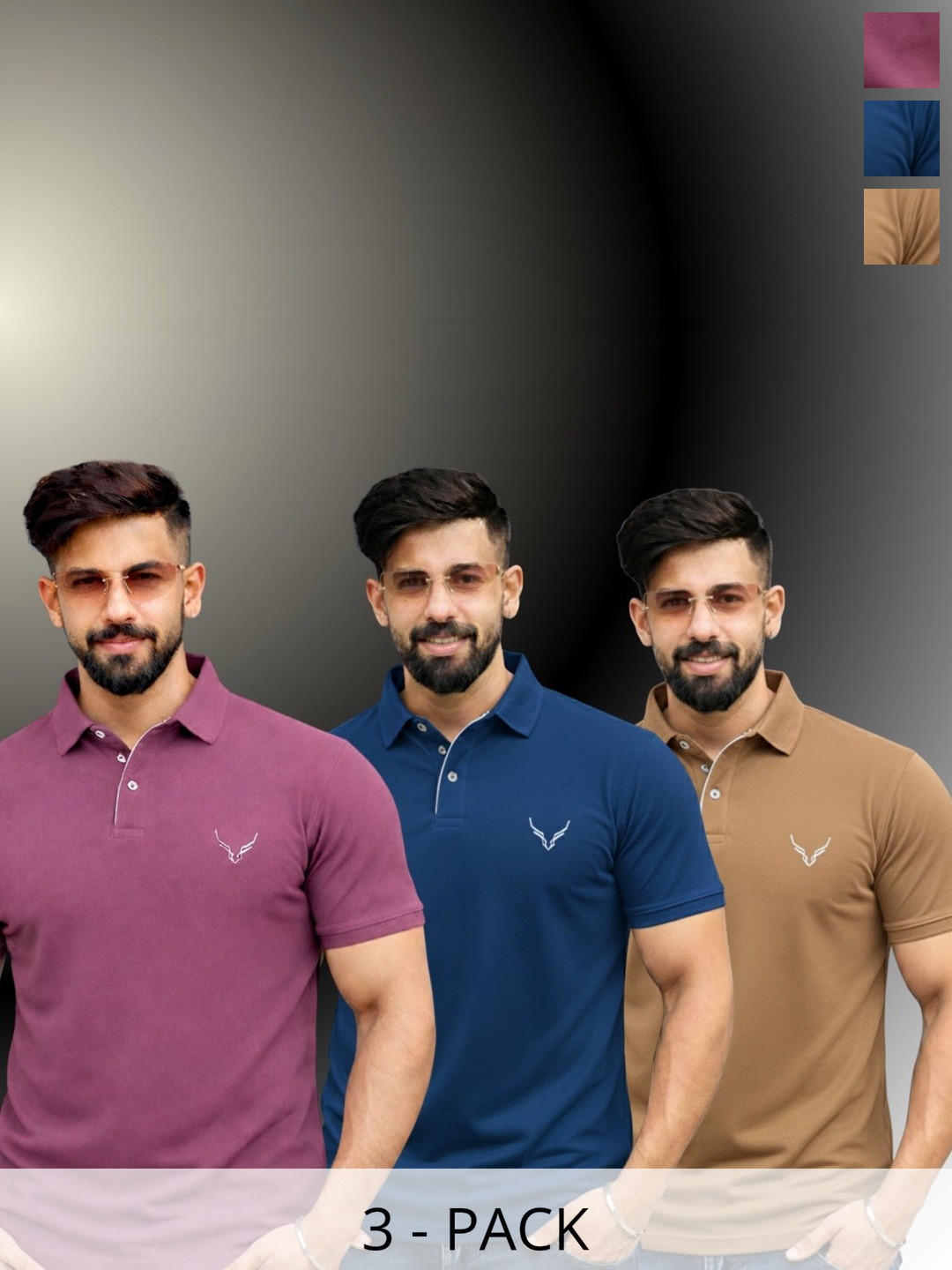 HANABY Men Brand Logo Polo Collar T-shirt Pack