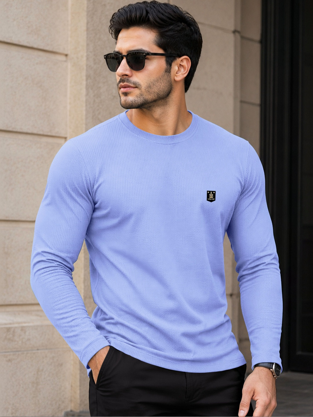 VeBNoR Men Solid Round Neck Casual T-shirt