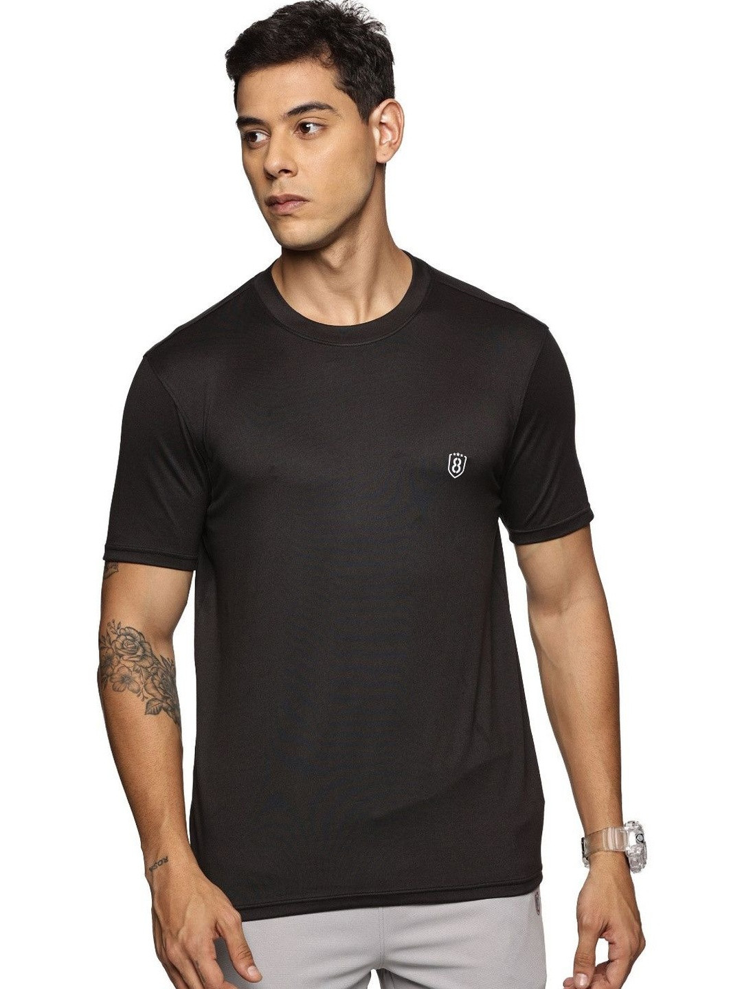Domin8 Men Cotton Feel Super Stretchy Round Neck T-Shirt
