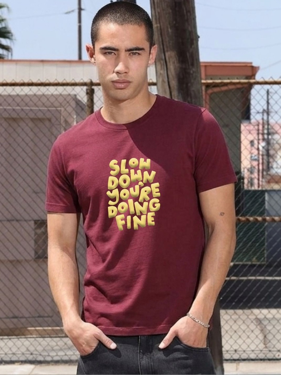 Mast & Harbour Men Typography Printed T-shirt