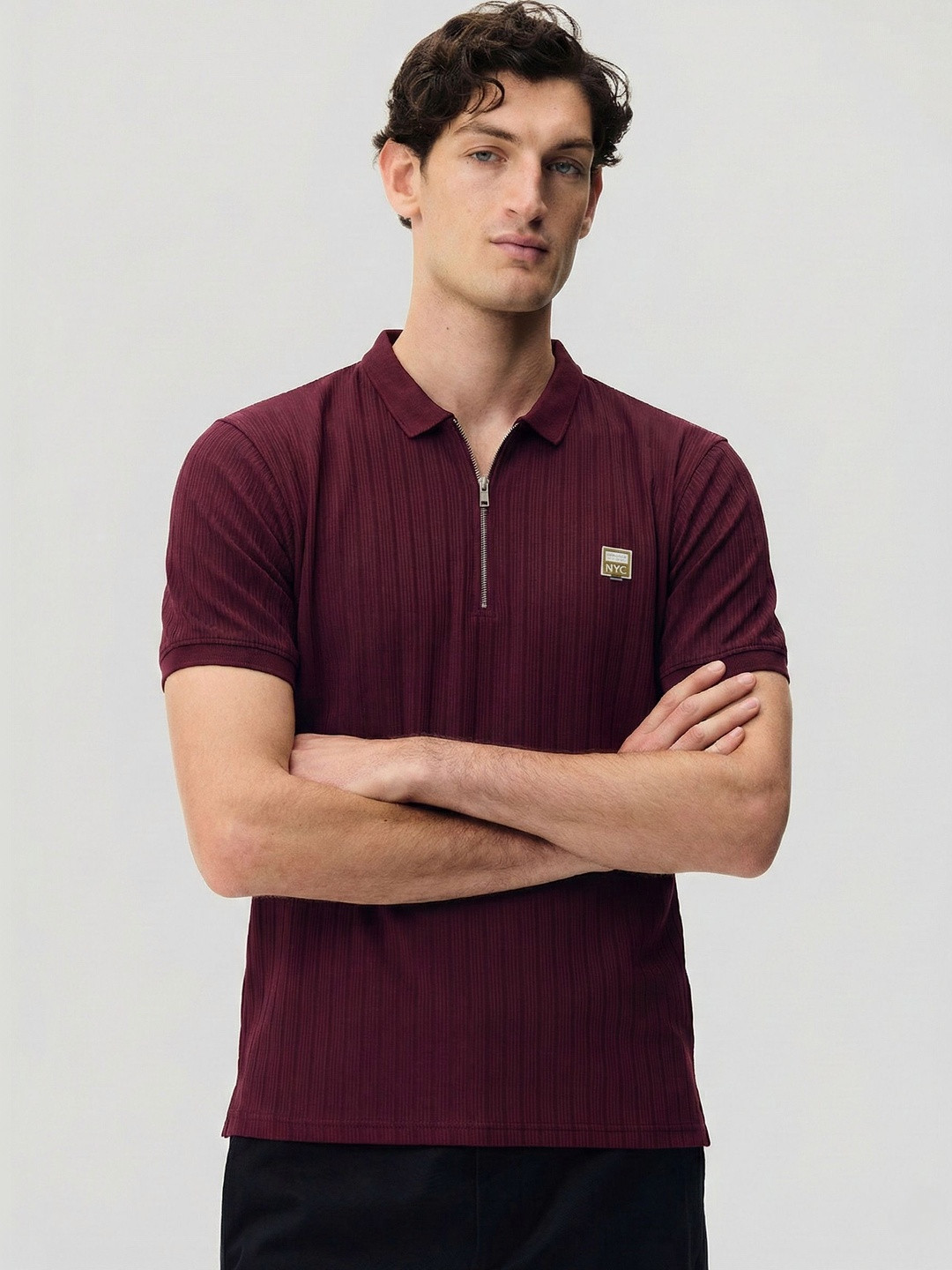 Moda Rapido Men Polo Collar Pockets T-shirt