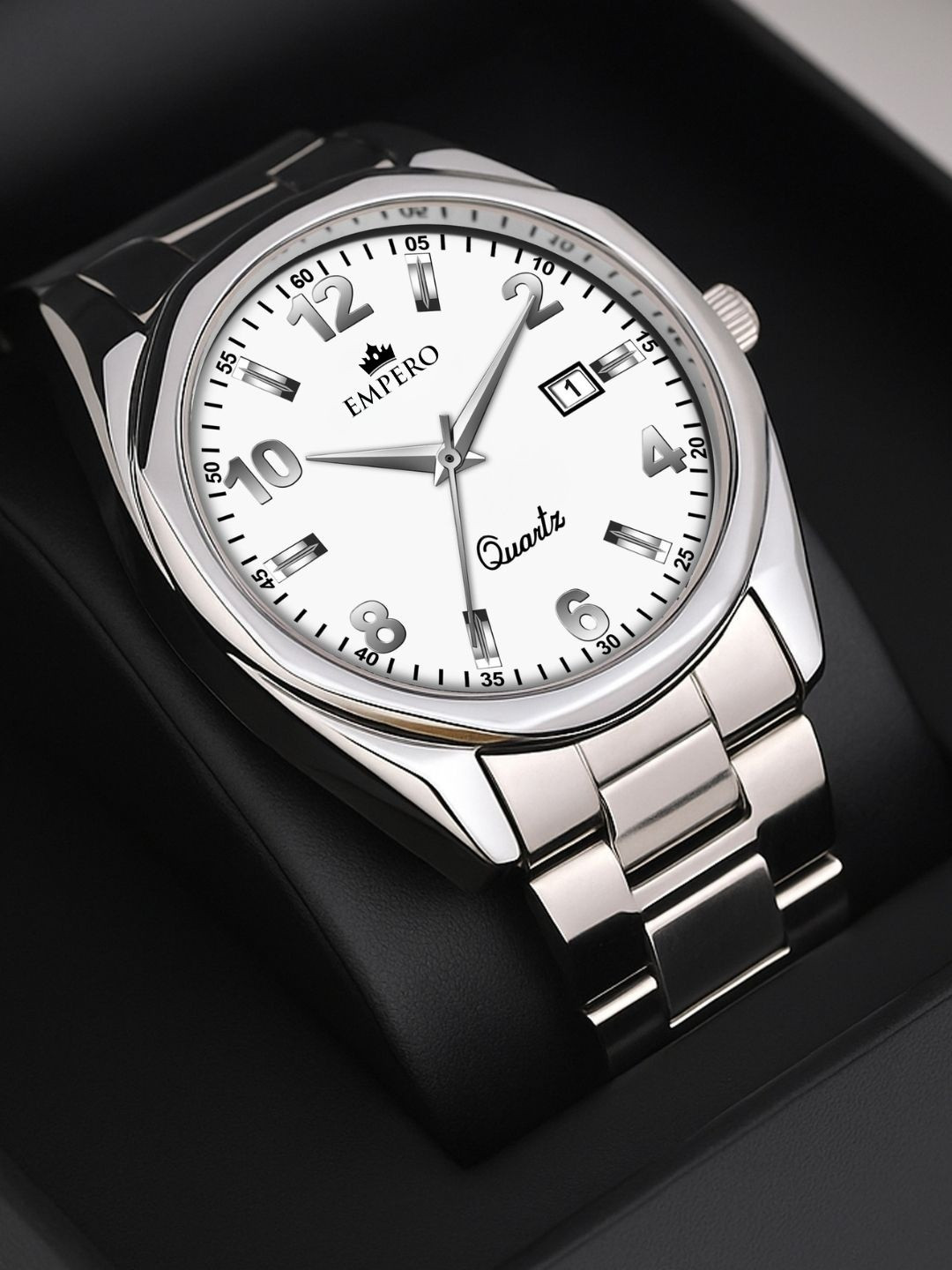 EMPERO Men Brass Dial & Stainless Steel Bracelet Style Straps Analogue Multi Function Watch EAB230 White