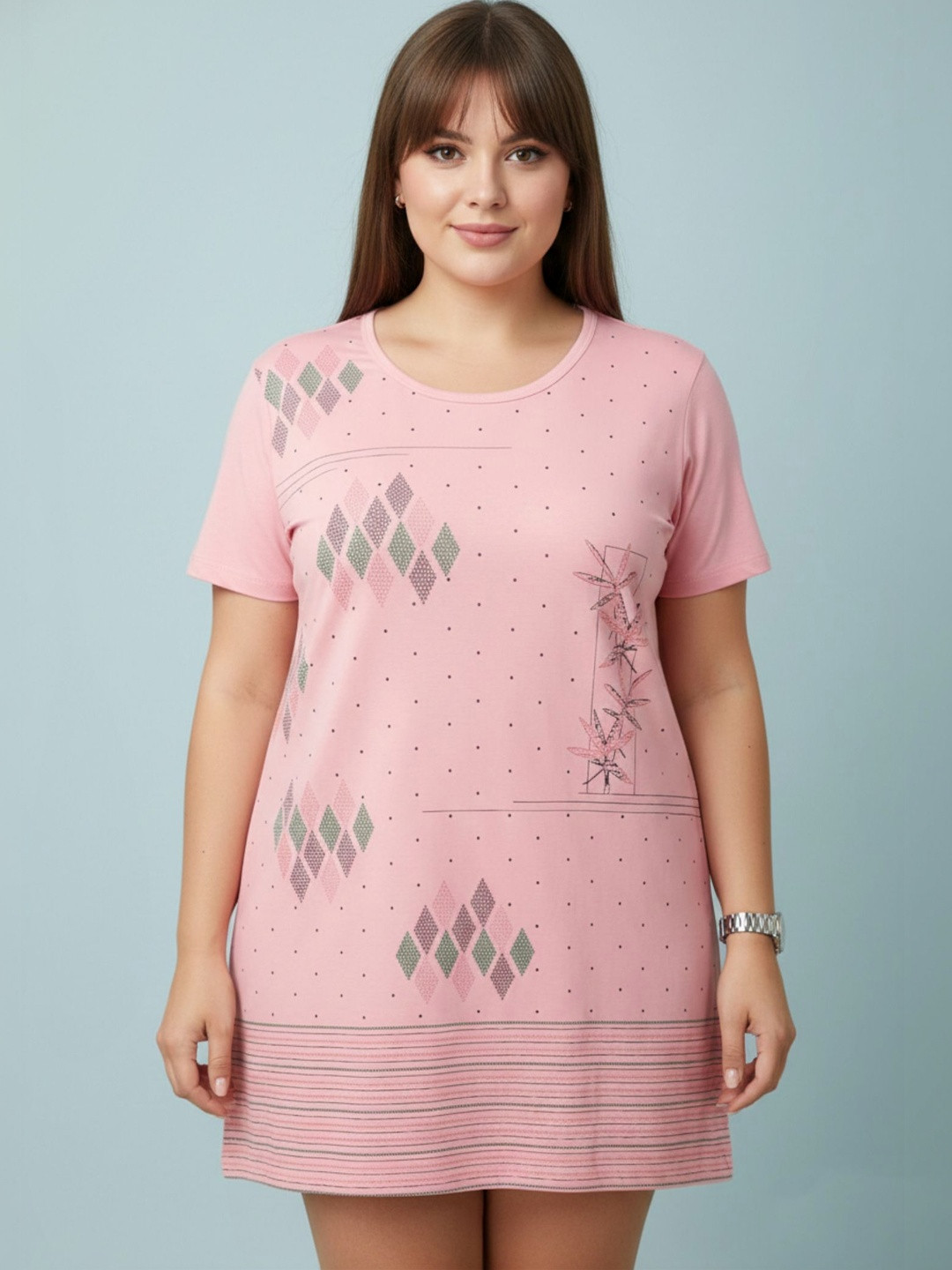 Sztori Geometric Print Cotton Blend Top