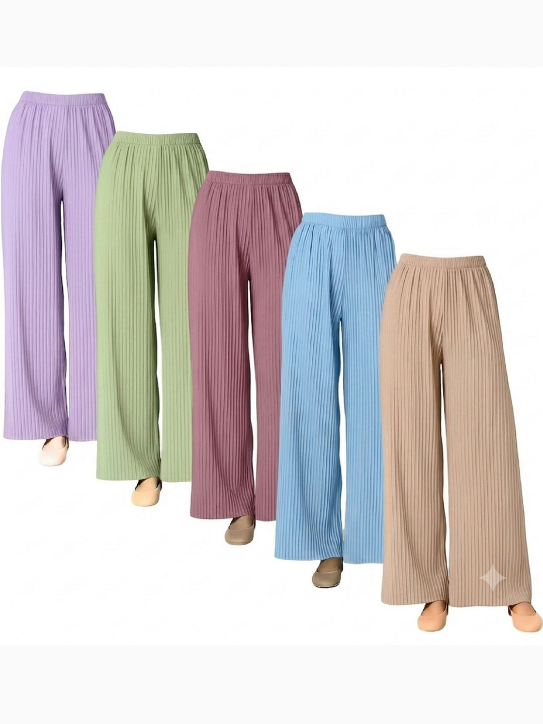 Daniyal Collection Women's Pleated Palazzos pants Pack of 5
