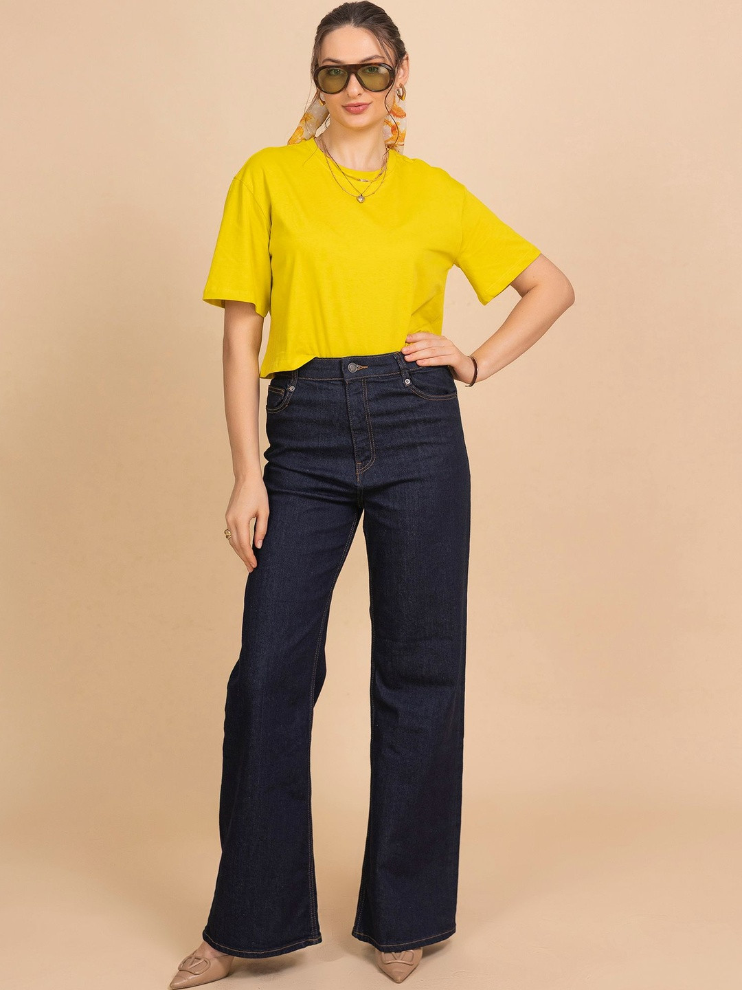 TITTLI Women Solid Colour Knitted Pure Cotton Boxy Fit Crop Top