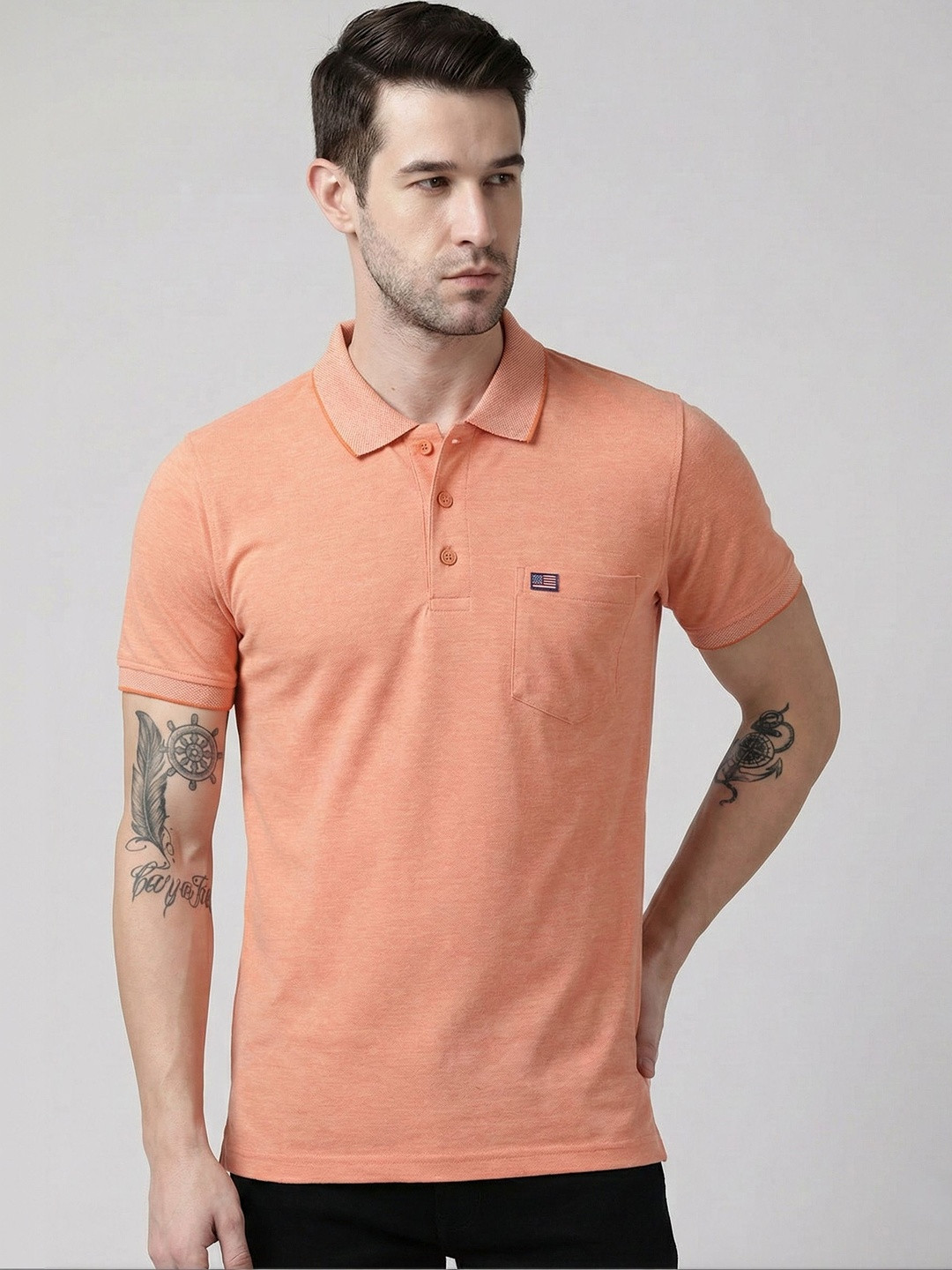 Moda Rapido Men Polo Collar Pockets T-shirt