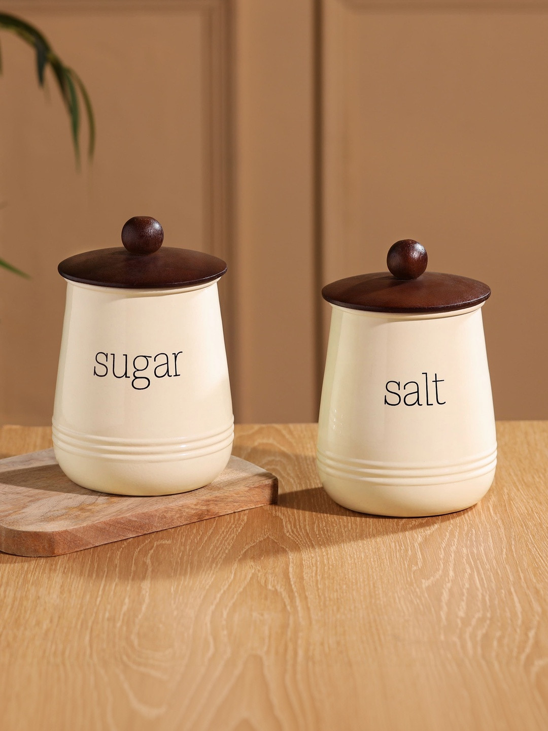 Metallure Home Cream-Coloured 2026 Metal Canister Container