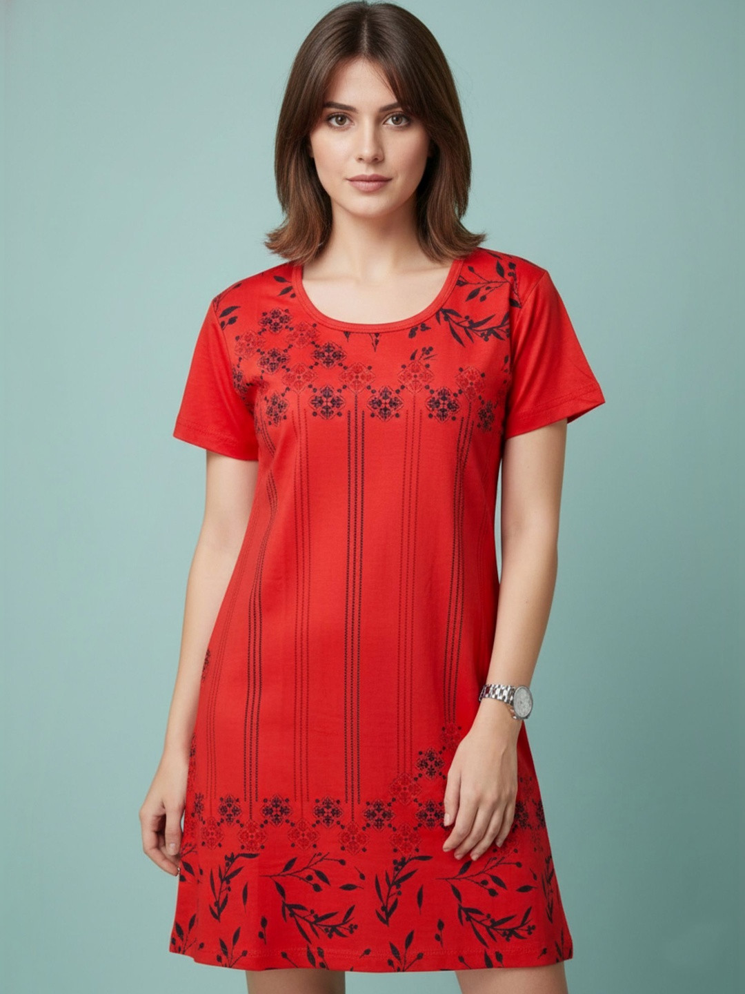 Sztori Floral Print Cotton Blend Top