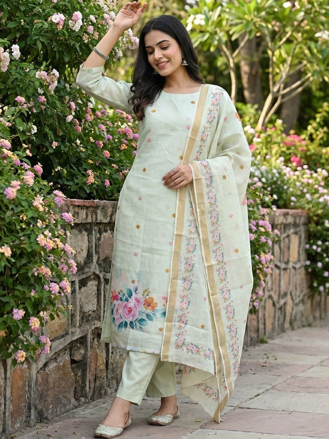 Peachmode Printed Linen Unstitched Dress Material
