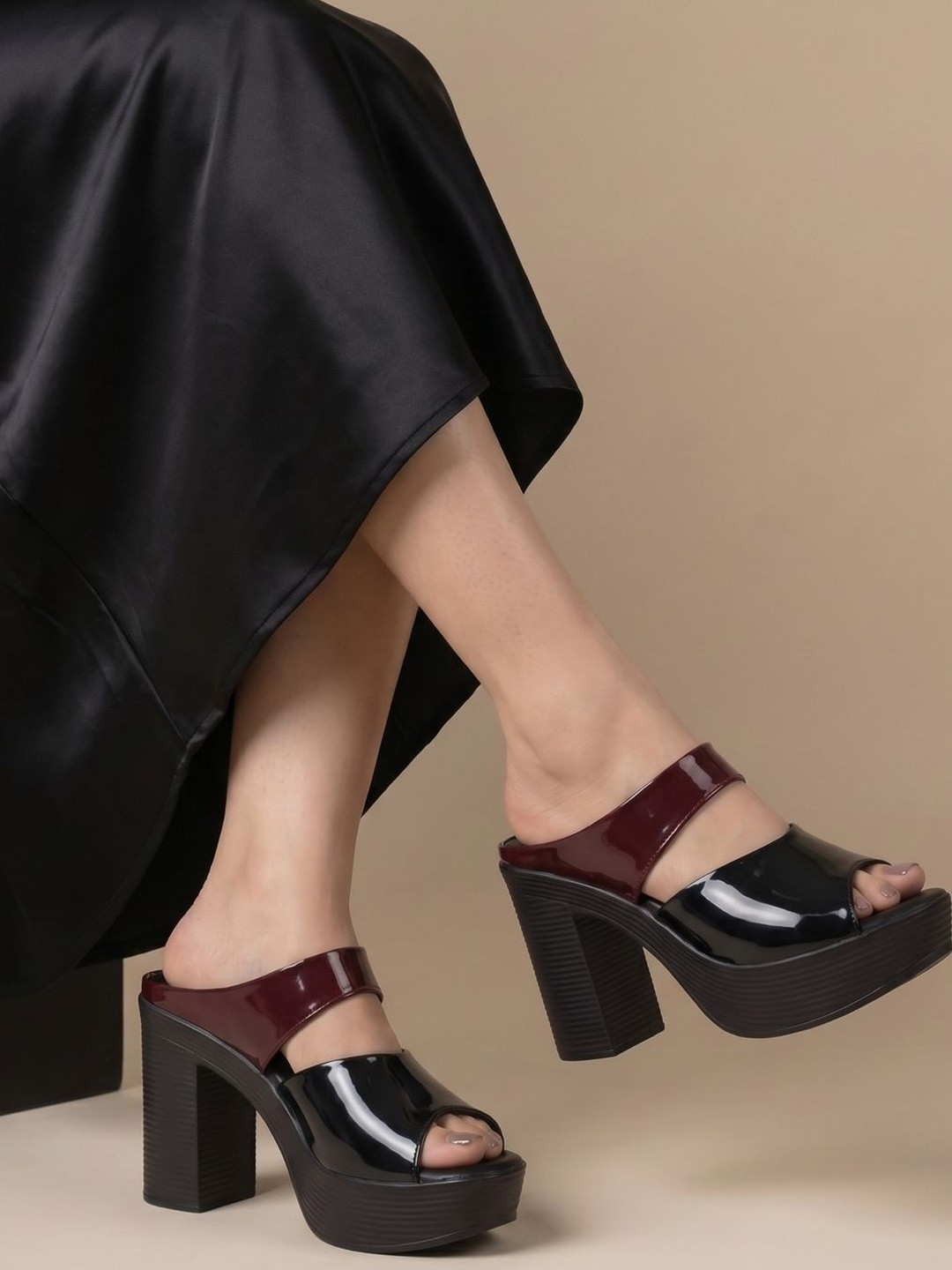 JodyHub Solid Block Ankle Loop Sandal Heels