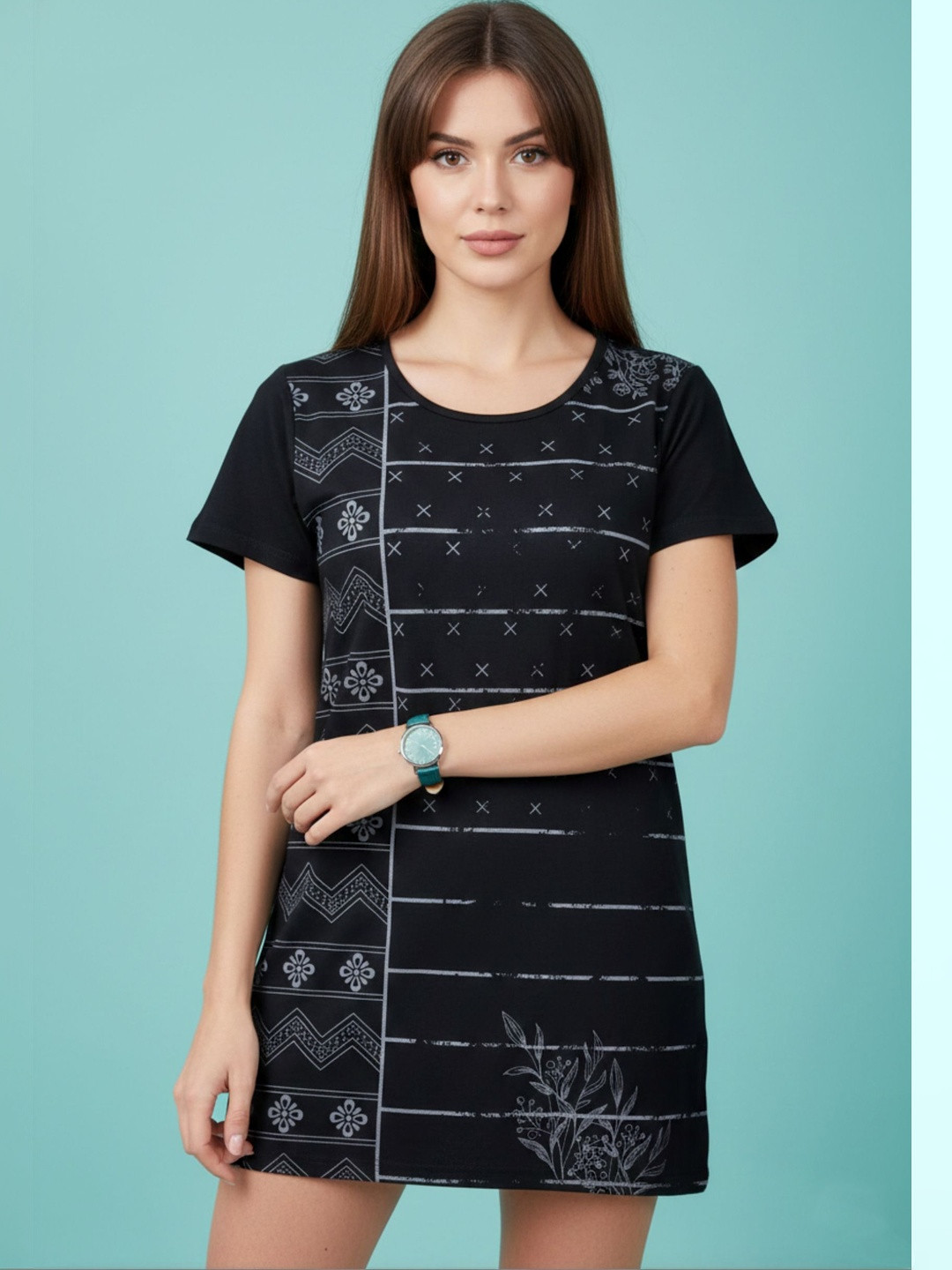 Sztori Print Cotton Blend Top
